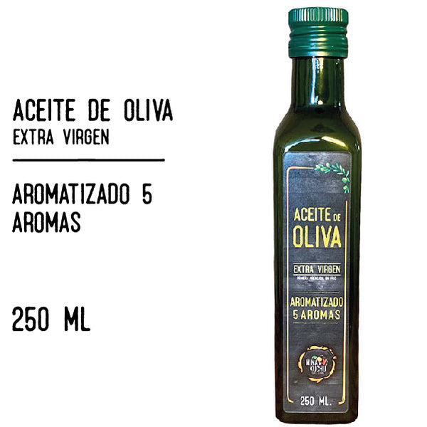 ACEITE DE OLIVA EXTRA VIRGEN AROMATIZADO CON 5 AROMAS (250ml.)